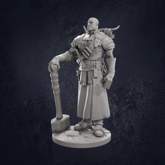 Blacksmith by day, fighter by night, Jeremiah and his warhammer and crossbow ready for any encounter.