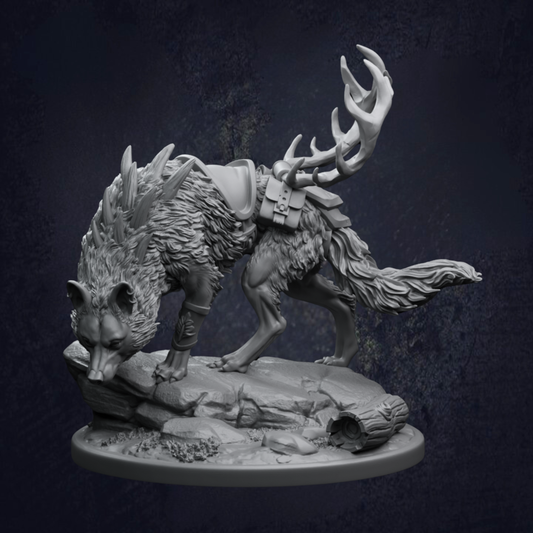 Mounted Female Ranger Lila and Grimpaw - The Print Tavern D&D RPG Miniature