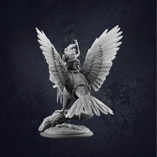 Hoopoe Mount and Shrew - The Print Tavern D&D RPG Miniature