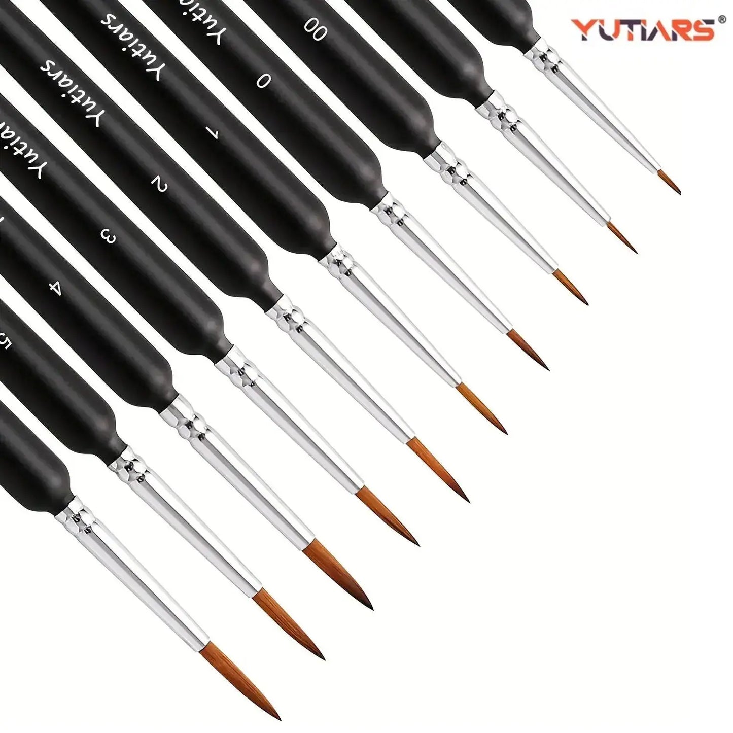 A set of paintbrushes for detailing miniatures, ideal for hobbyists and rpg gamers