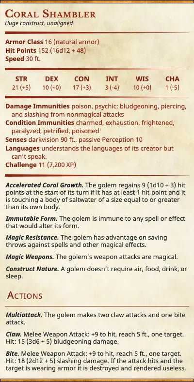 Coral Shambler - The Print Tavern
