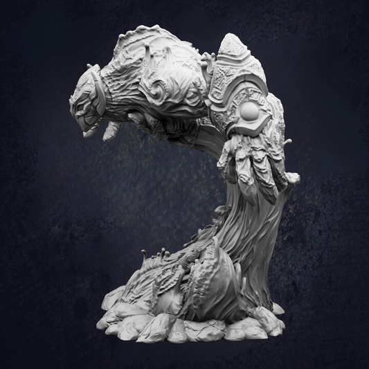 A detailed, intricate, and fantastical sculpture depicting a large, organic-looking creature with a complex, textured design.