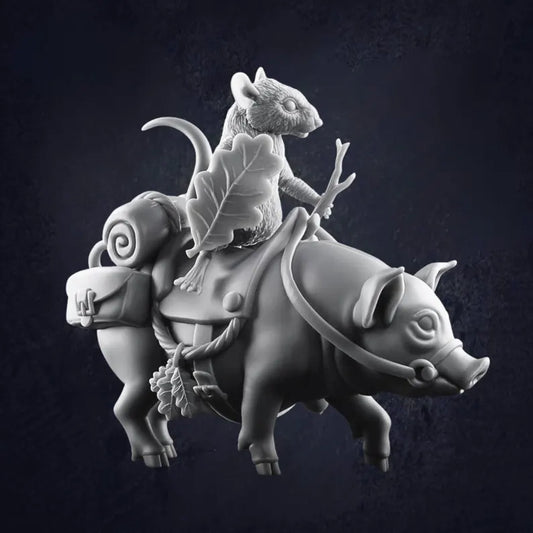 Mounted Jerbeen on Pig - The Print Tavern D&D RPG Miniature