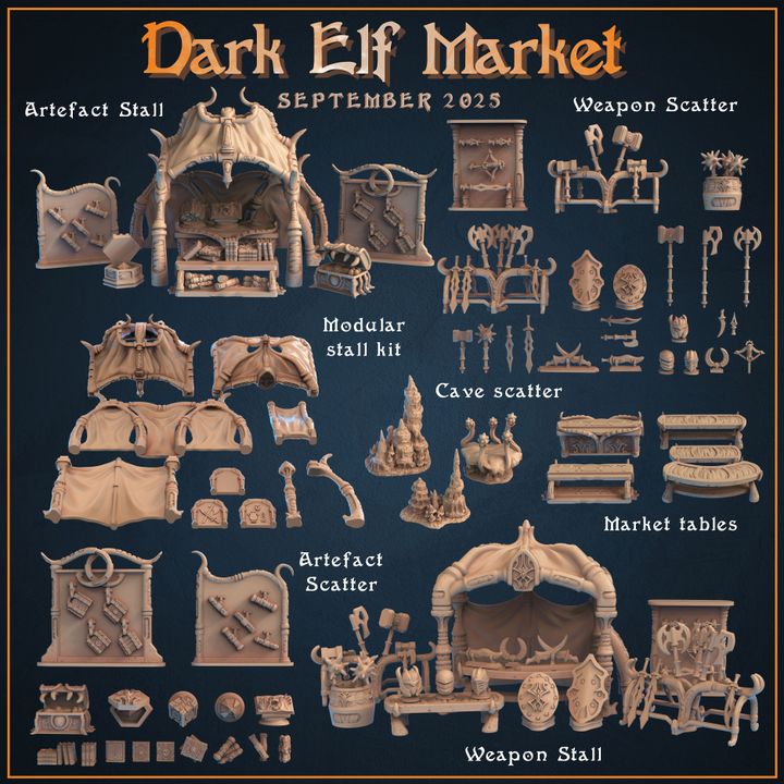 Dark Elf Market - The Print Tavern D&D RPG Miniature
