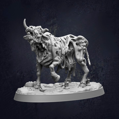 A 3D rendering of a fantastical, monstrous creature resembling a bull or bulldog, with intricate, organic-looking textures and features.