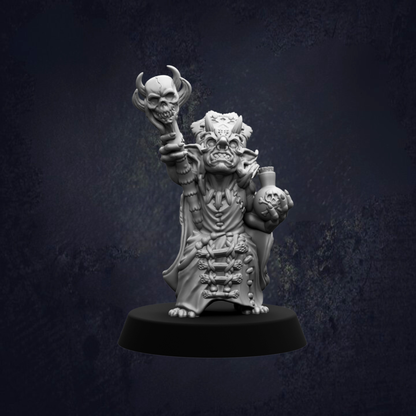 A detailed 3D model of a fantastical creature, possibly a monster or a dragon, holding a skull and a vase.