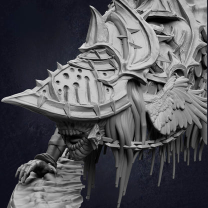 A detailed, intricate sculpture depicting a fantastical creature with sharp teeth, sharp claws, and a complex, textured design.