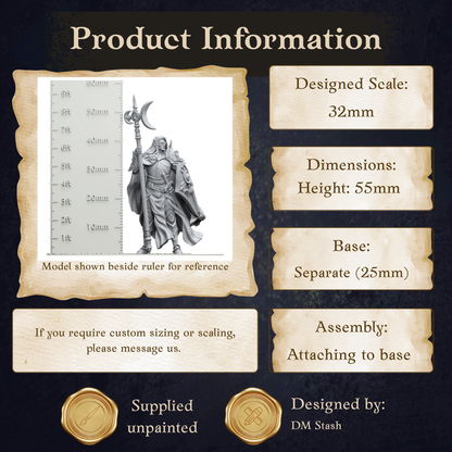 The image is a product information graphic that provides details about a model, including its dimensions, base, and assembly instructions.
