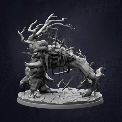 A detailed 3D rendering of a fantastical creature with intricate, organic features and a complex, tangled structure.