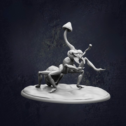 A 3D model of a large insect, possibly a dragonfly or a beetle, with a mushroom-like shape on its head.