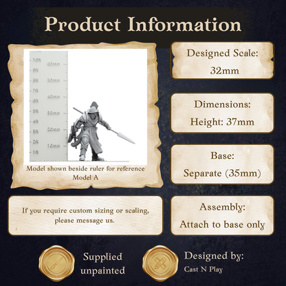 The image is a product information graphic that provides details about a model, including its dimensions, height, base, and assembly instructions.