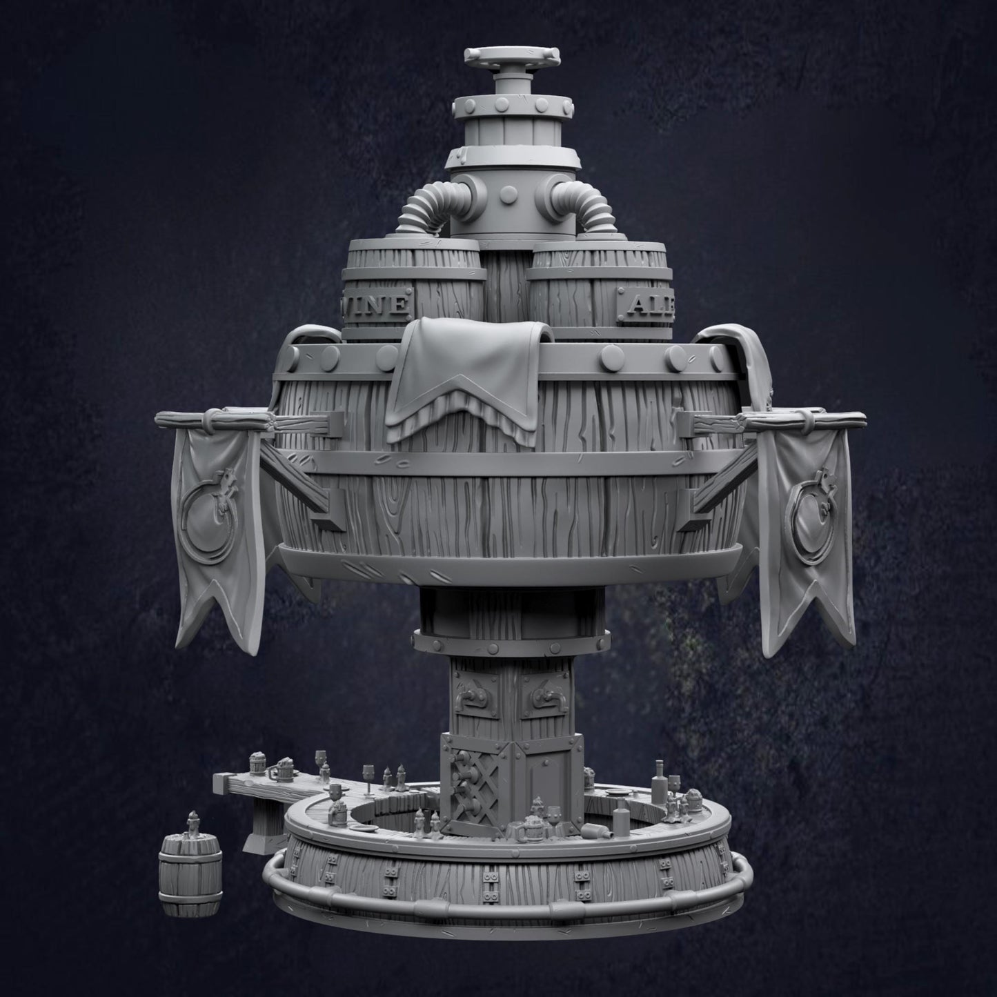 A large Adventurer’s Guild Bar RPG terrain ideal for D&D and tabletop games. Suitable for guild hall terrain, dnd tavern, bustling inn or adventurer headquarters.
