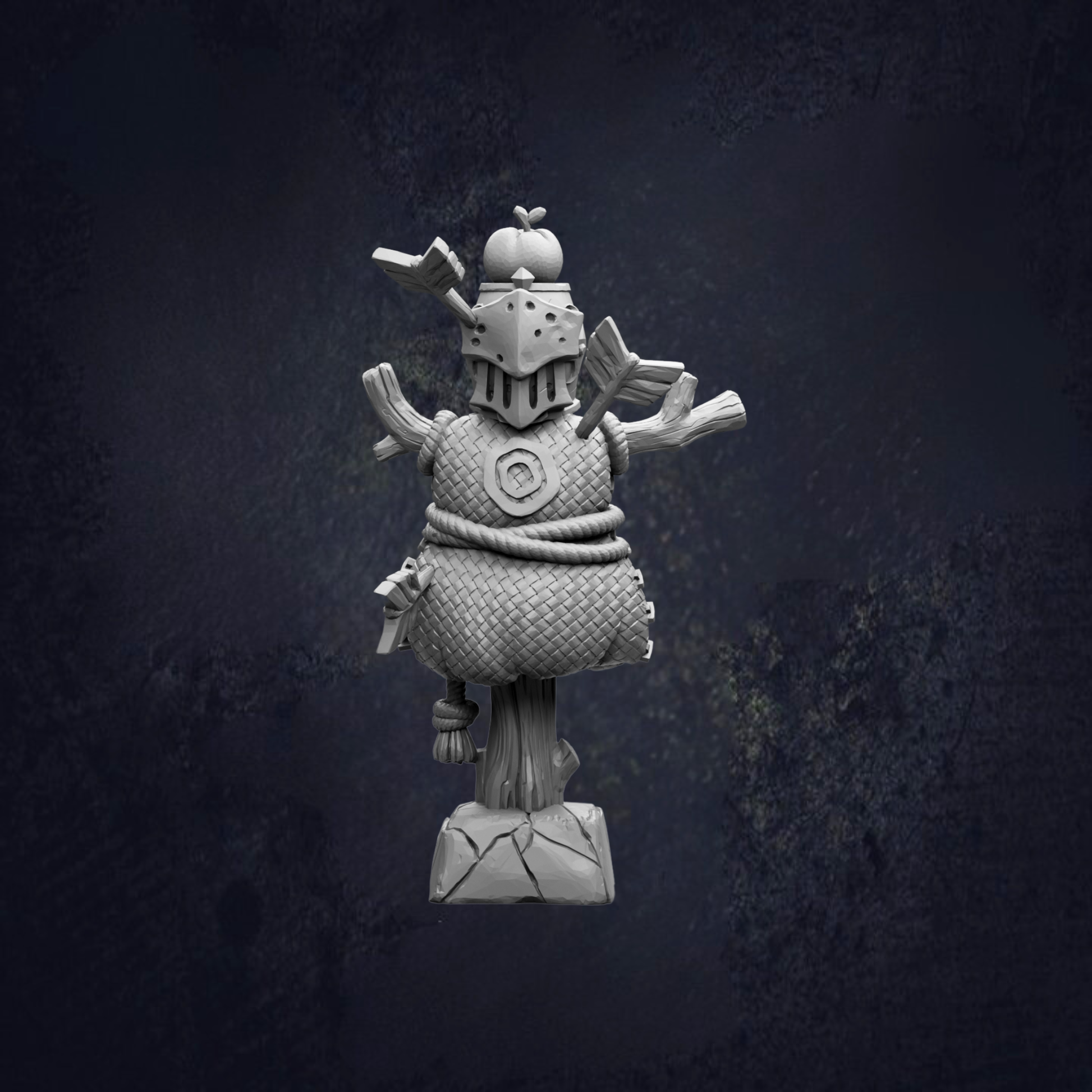 A 3D rendering of a whimsical, fantastical creature with a unique, intricate design and a pointed hat.