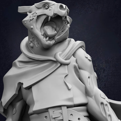 A close-up view of a detailed 3D model of a fierce-looking creature, possibly a mythical or fantastical animal, with sharp teeth and claws.