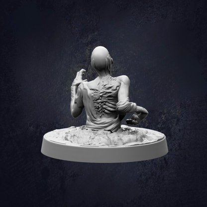 A 3D rendering of a skeletal figure in a dark, moody setting.