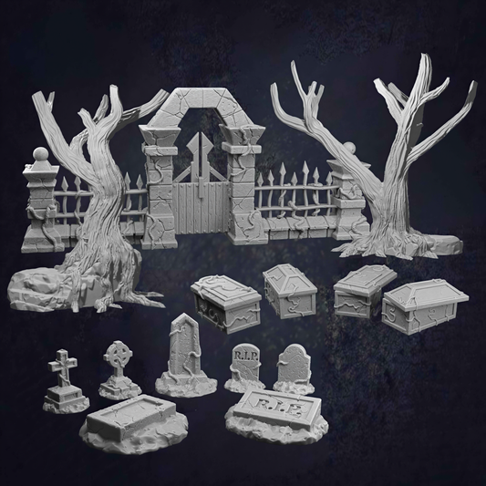 Graveyard Themed Terrain Set  ideal for Dungeons and Dragons, Pathfinder, Wargaming, Tabletop Games
