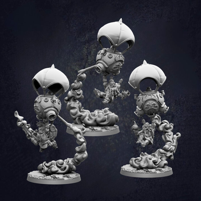 three 3D models of futuristic-looking creatures with unique designs and features, set against a dark background.