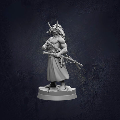 A 3D model of a warrior figure holding a sword and shield, standing on a pedestal against a dark background.