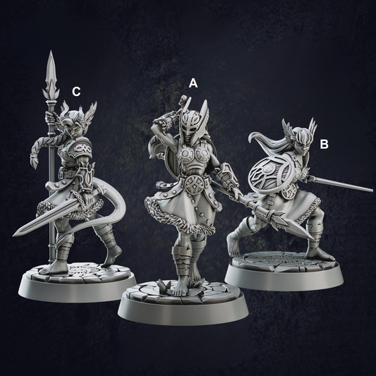 Female Valkyrie Barbarians - The Print Tavern D&D RPG Miniature