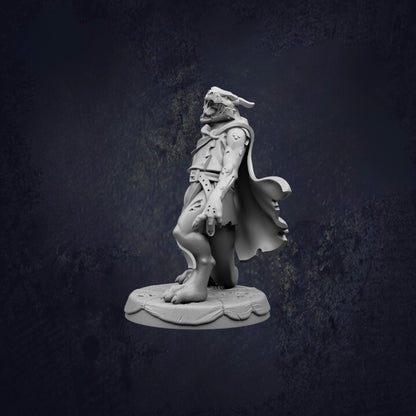 A 3D model of a fantastical creature, possibly a dragon or serpent, standing on a platform against a dark background.