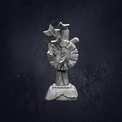 A 3D rendering of a stylized, abstract sculpture with a dark, moody background.