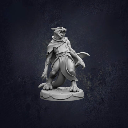 A 3D model of a fierce-looking dragon-like creature with sharp teeth and claws, standing on a platform against a dark background.