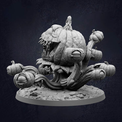 A detailed, 3D rendering of a fantastical creature resembling a pumpkin or pumpkin-like being, with intricate textures and features.