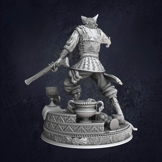 Catfolk Gunslinger Kara'Ta - The Print Tavern D&D RPG Miniature
