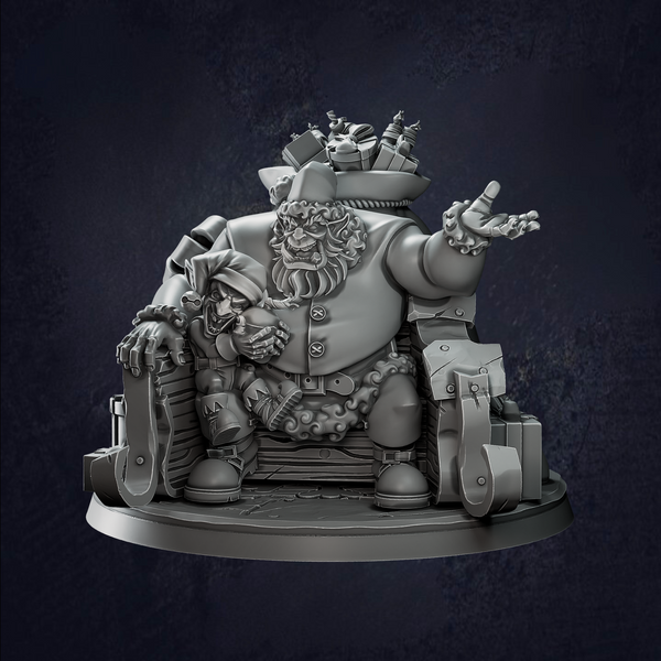 Orc Claus on Throne - The Print Tavern D&D RPG Miniature
