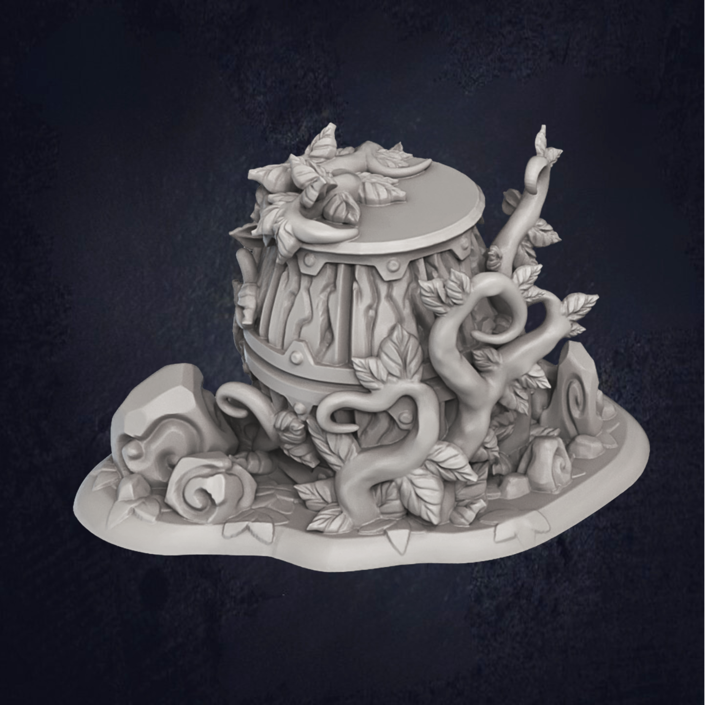 Overgrown Barrel & Chest - The Print Tavern D&D RPG Miniature