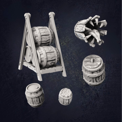 Beer Barrels - The Print Tavern D&D RPG Miniature