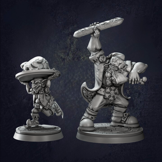 Christmas Dinner Orc and Goblin - The Print Tavern D&D RPG Miniature