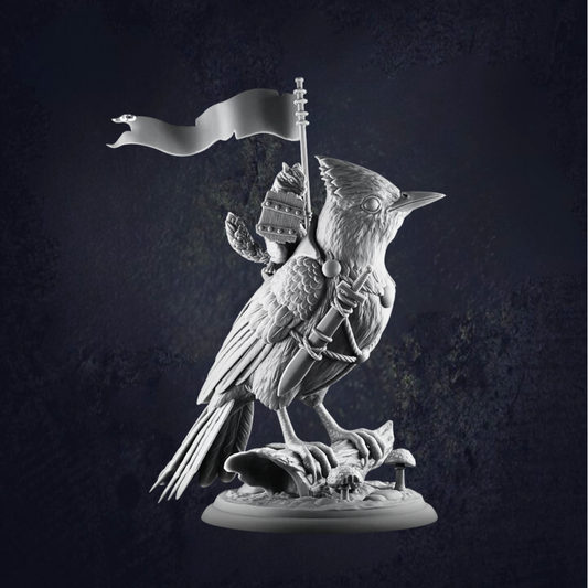 Blue Jay with Chipmunk Rider