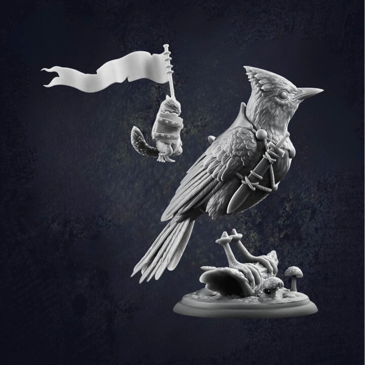 Blue Jay with Chipmunk Rider