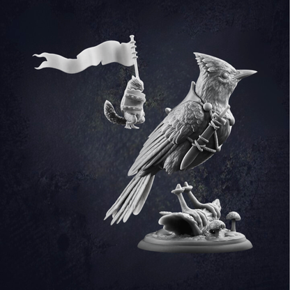 Blue Jay with Chipmunk Rider