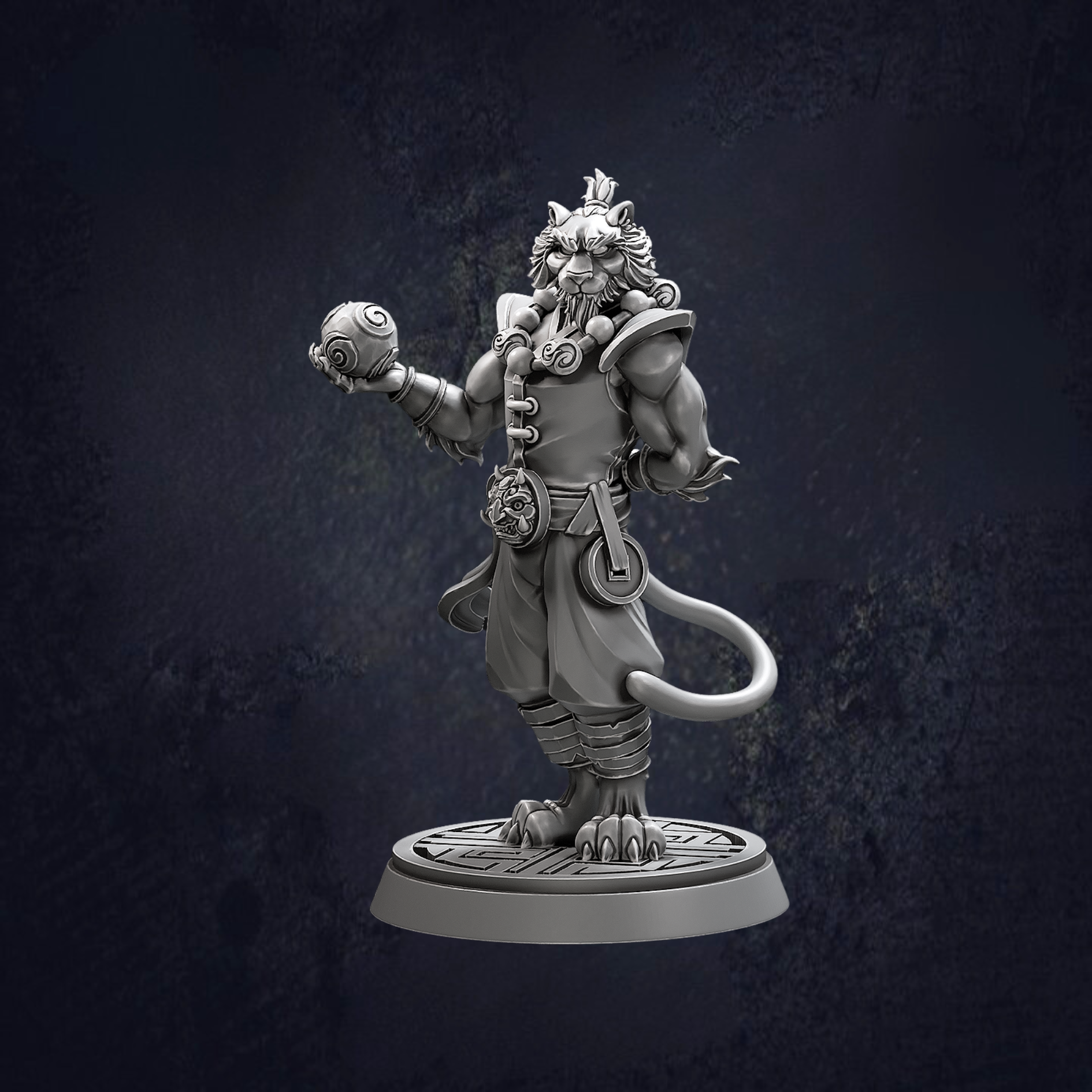 A tiger monk holding an orb stood up right looking like a NPC quest giver