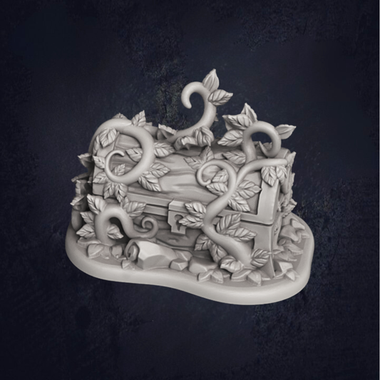 Overgrown Barrel & Chest - The Print Tavern D&D RPG Miniature