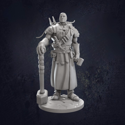 Blacksmith by day, fighter by night, Jeremiah and his warhammer and crossbow ready for any encounter.