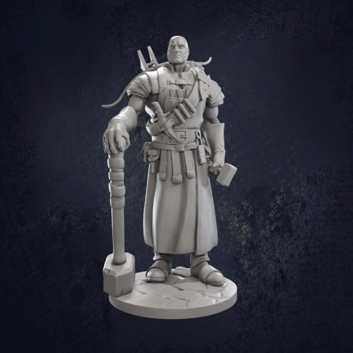 Blacksmith by day, fighter by night, Jeremiah and his warhammer and crossbow ready for any encounter.