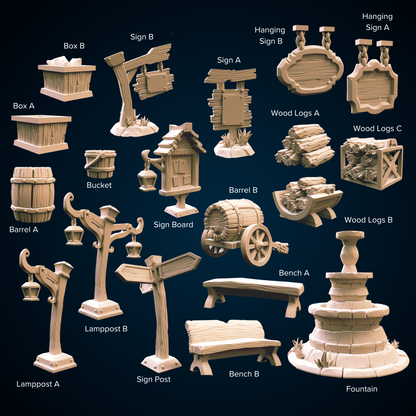 Town Props - The Print Tavern D&D RPG Miniature