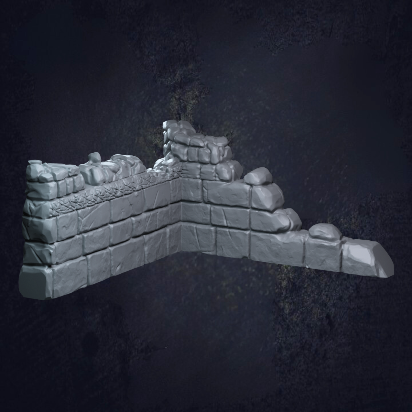 Single ruined wall for terrain purposes with different size stones to give depth.