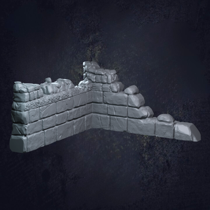 Single ruined wall for terrain purposes with different size stones to give depth.