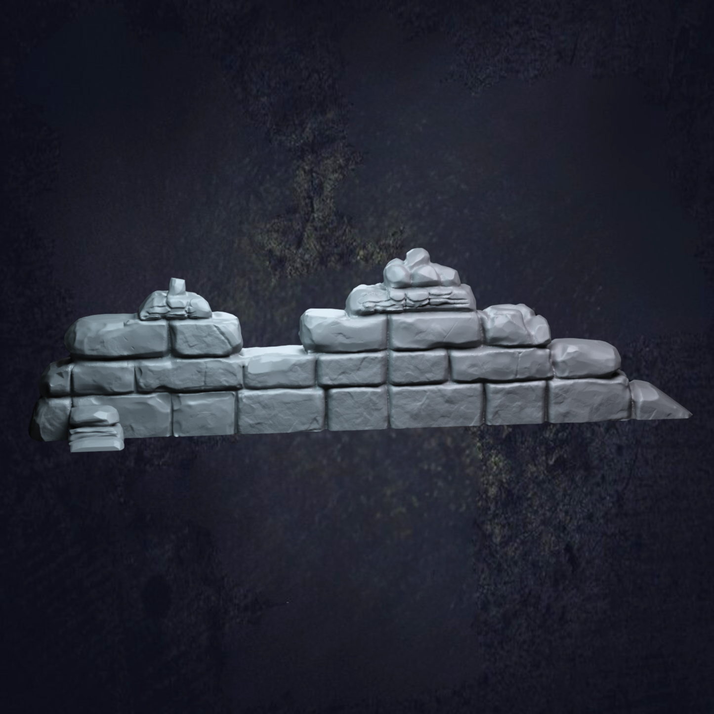 Single ruined wall for terrain purposes with different size stones to give depth.