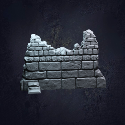 Single ruined wall for terrain purposes with different size stones to give depth.