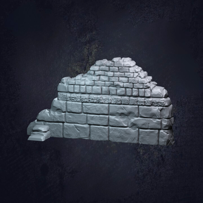 Single ruined wall for terrain purposes with different size stones to give depth.