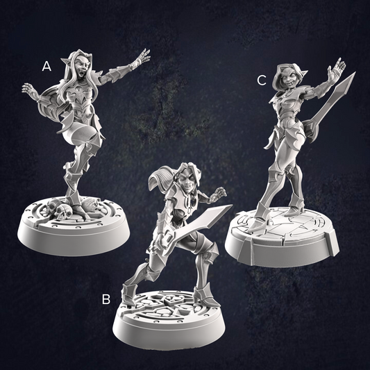 Midnight Vampire Valkyries - The Print Tavern D&D RPG Miniature