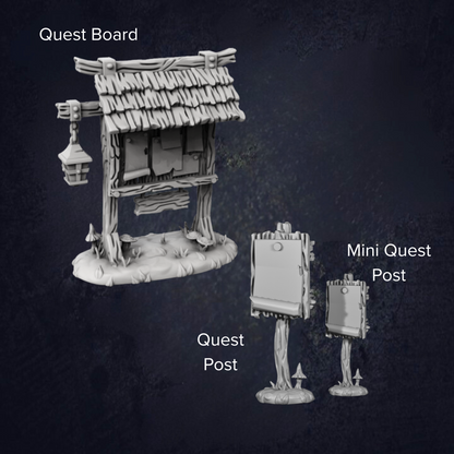 Quest Board and Quest Posts - The Print Tavern D&D RPG Miniature