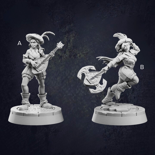 Female Human Lute Blade Bard - The Print Tavern D&D RPG Miniature