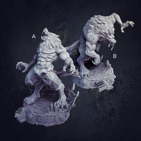 Wyett Werewolf Cast N Play DnD RPG Miniatures: Midnight Curse (Dungeons and Dragons, Pathfinder, Tabletop Games) - The Print Tavern RPG D&D Miniature