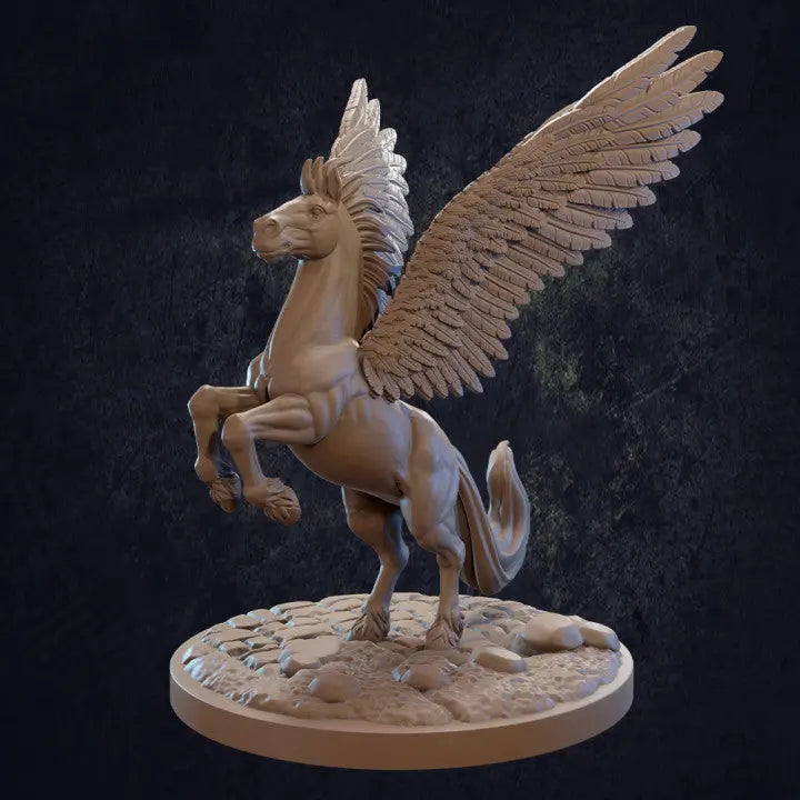 Side View of Pegasus Thunderclap - The Print Tavern DND RPG Resin Miniature for Tabletop Gaming